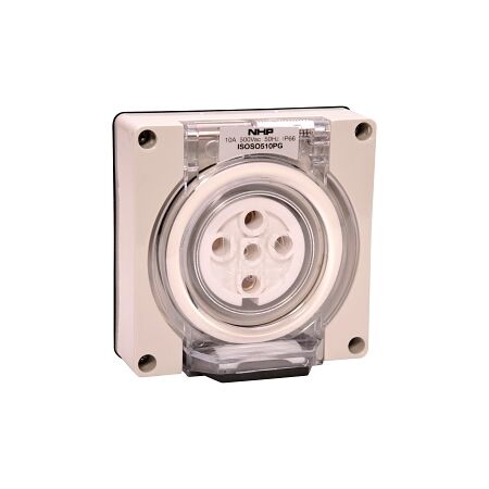 NHP ISO Socket Outlet, 5 Round Pins 10A 500V AC, w/o Base, Grey