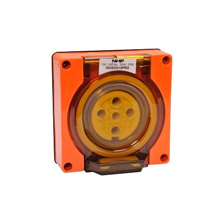 NHP ISO Socket Outlet, 5 Round Pins 10A 500V AC, w/o Base, Resistant Orange
