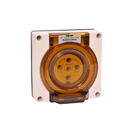 NHP ISO Socket Outlet, 5 Round Pins 10A 500V AC, w/o Base, Resistant White