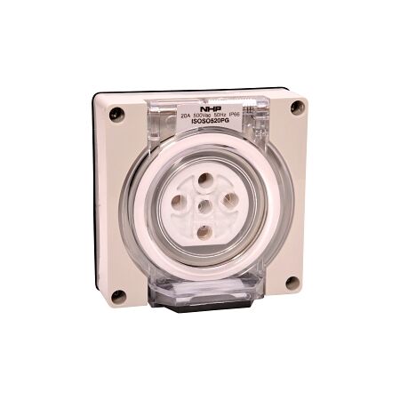 NHP ISO Socket Outlet, 5 Round Pins 20A 500V AC, w/o Base, Grey