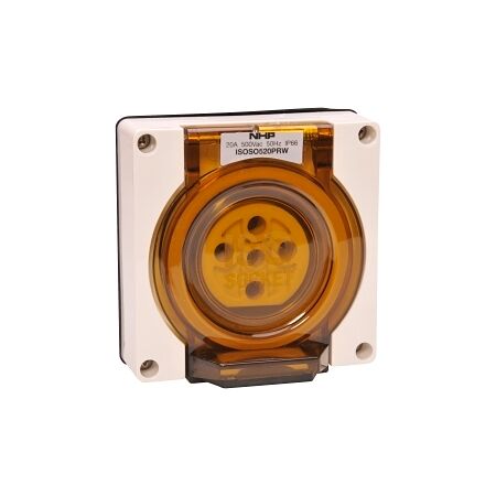 NHP ISO Socket Outlet, 5 Round Pins 20A 500V AC, w/o Base, Resistant White
