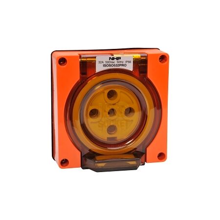 NHP ISO Socket Outlet, 5 Round Pins 32A 500V AC, w/o Base, Orange