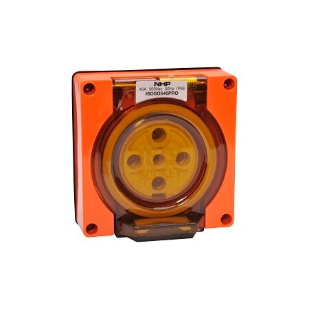 NHP ISO Socket Outlet, 5 Round Pins 40A 500V AC, w/o Base, Resistant Orange