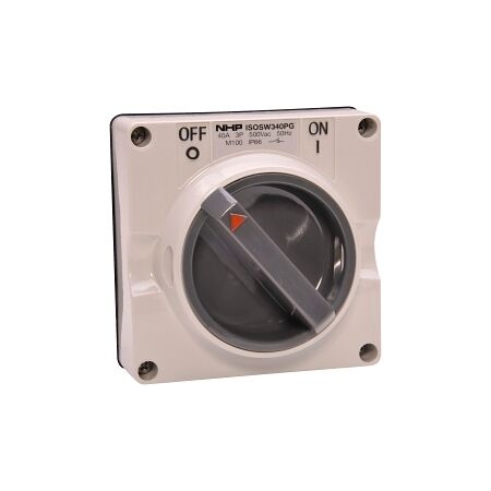 NHP ISO Surface Switch, 3 Pole 40A 500V AC, w/o Base, Grey