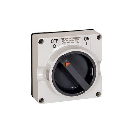 NHP ISO Surface Switch, 4 Pole 20A 500V AC, w/o Base, Grey