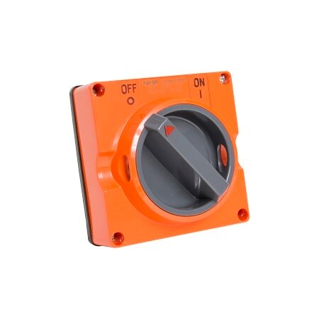 NHP ISO Surface Switch, 4 Pole 32A 500V AC, w/o Base, Resistant Orange