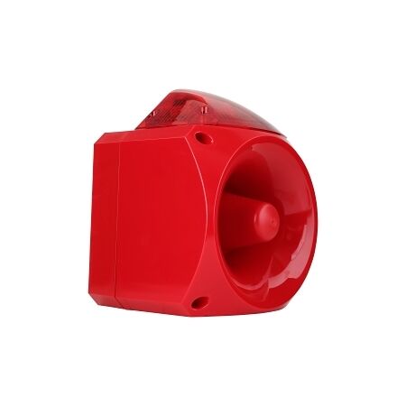 Klaxon Nexus 110 Voice Sounder LED Beacon 1 Alarms 64 Tones 7 Pre Prog Msgs 110dB IP66 24VDC Red