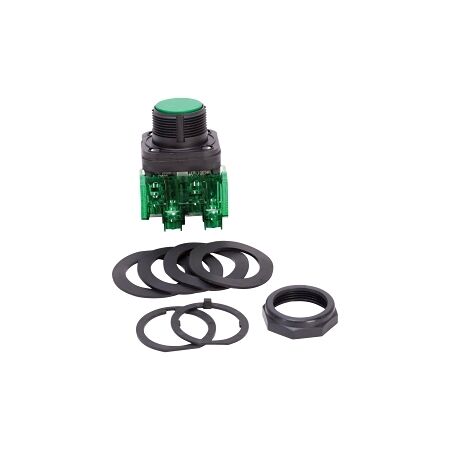 Allen-Bradley 800H Pushbutton 30.5mm Complete PL FS Bootless Flush HD MOM 1NO Green N ILL