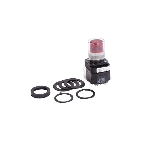 Allen-Bradley 800H Pushbutton 30.5mm Complete PL FS EXT HD LED TRANF 120V AC 1NO 1NC Red