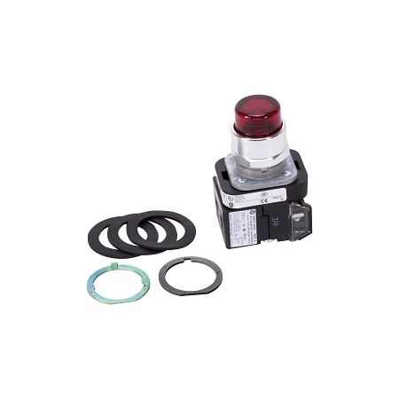 Allen-Bradley 800T PB 30.5mm FS Terminal Grd Ext Hd Mom. Illum LED 12 to 130V AC DC 1N.O. 1 N.C. Red