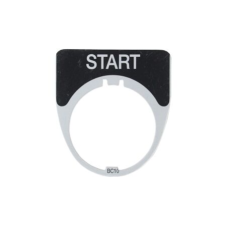 Austrol N100 Legend Plate Start Black 51 x 54mm Large to suit E Stops and Mushroom Operators