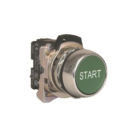 Sprecher and Schuh D7 Pushbutton 22.5 mm Complete Metal MOM Flush GRN Cap START Non Illuminated 1NO