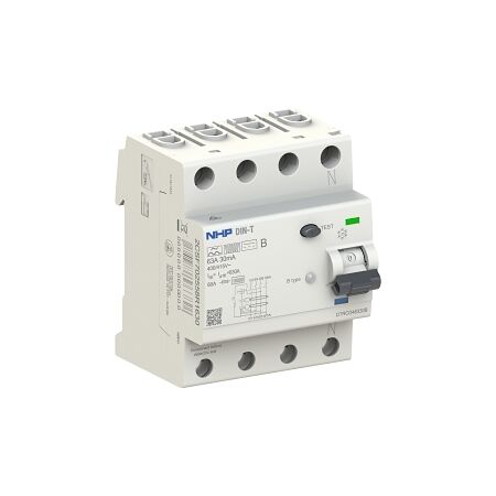 NHP DIN-T Residual Current Device RCCB 3 Pole and Switched Neutral 63A 30mA Type B