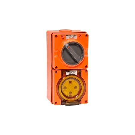 NHP ISO Switched Socket Outlet, 4 Round Pins 32A 500V AC, with Base, RO