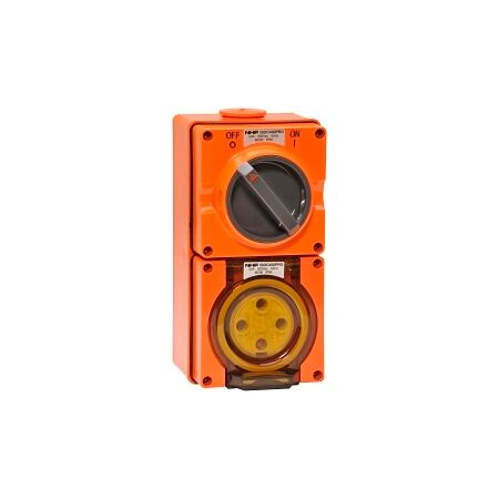 NHP ISO Switched Socket Outlet, 4 Round Pins 50A 500V AC, with Base, RO