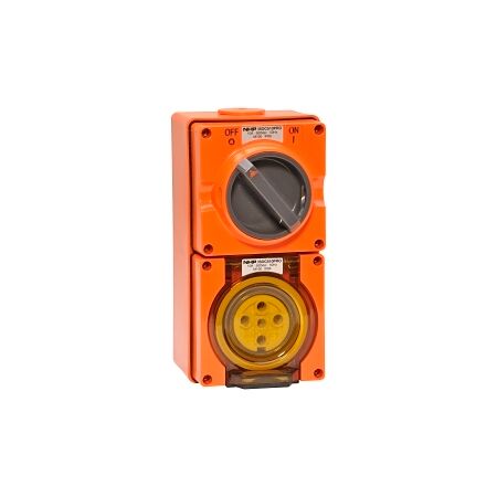 NHP ISO Switched Socket Outlet, 5 Round Pins 10A 500V AC, with Base, RO