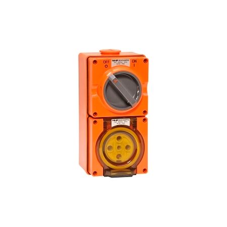 NHP ISO Switched Socket Outlet, 5 Round Pins 40A 500V AC, with Base, RO