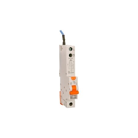 NHP MOD6 Residual Current Device - Long body w/ Overcurrent 6kA 10A 1Pole and N C Curve 30mA Type A
