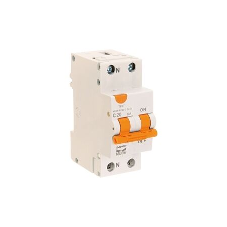 NHP MOD6 Residual Current Device - Long body w/ Overcurrent 6kA 6A 1PN C Curve 10mA Type A 36mm