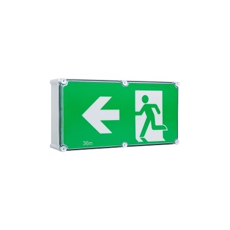 Stanilite Single Point Platinum Exit Lighting LED Jumbo Weather Proof Emergency Left