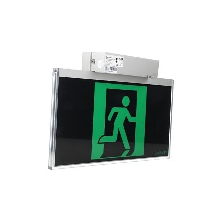 Stanilite Single Point Platinum Exit Lighting LED Evago Black Ceiling Mount SS