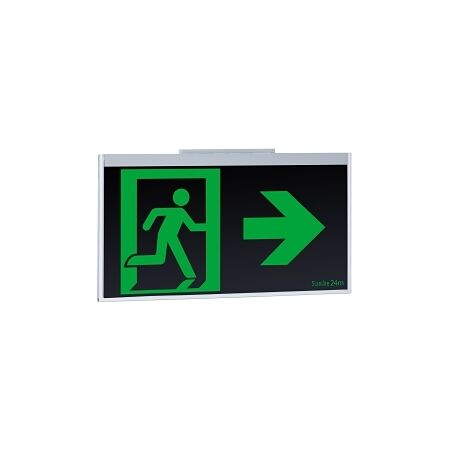 Stanilite Single Point Platinum Exit Lighting LED Evago Black Wall Mount SS