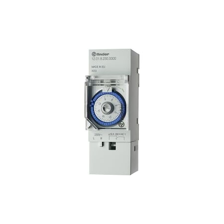 Finder 12 Series Mechanical Time Switch Daily 230V AC 36mm 1 Changeover with Battery