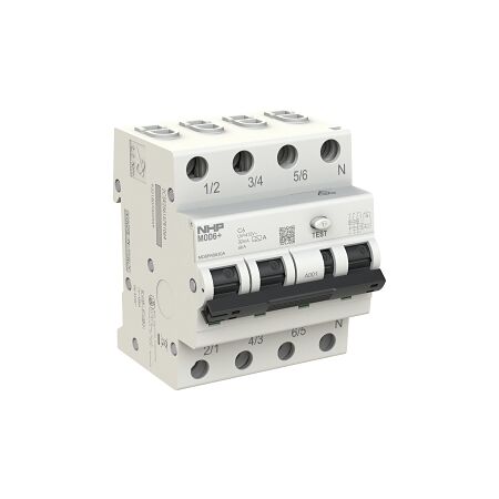 NHP MOD6+ RCBO 6kA 3 Pole and Switched N 06A C Curve 30mA Type A
