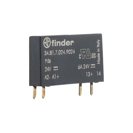 Finder 34 Series Solid State Printed Circuit Board Relay 6A 1 Normally Open Contact 24V DC Coil