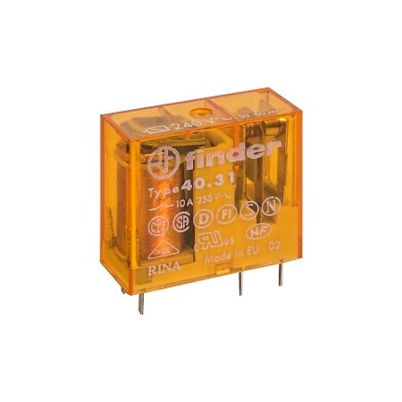 Finder 40 Series Miniature Printed Circuit Board Relay 10A 1 Changeover 240V AC Coil