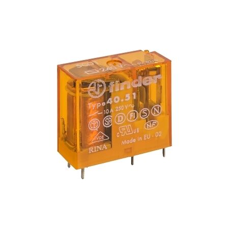 Finder 40 Series Miniature Printed Circuit Board Relay 10A 1 Changeover 240V AC Coil