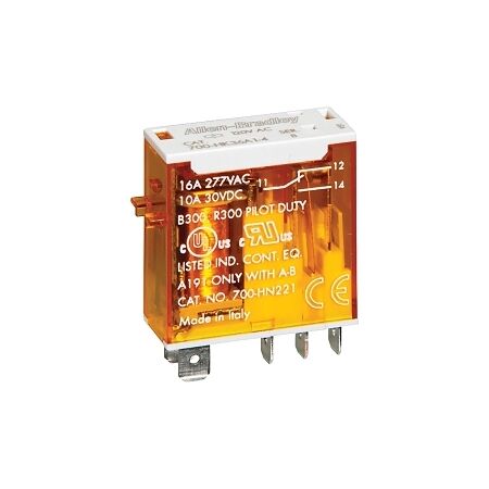 Allen-Bradley 700-HK General Purpose Slim Line Relay 16A 1 CO SPDT 12V AC Coil with LED Pilot Light