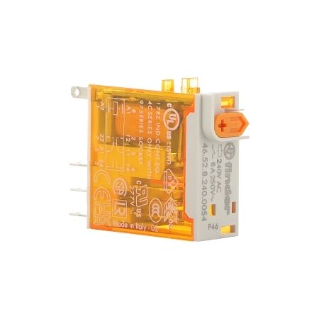 Finder 46 Series Miniature Relay 8A 2 CO 240V AC Coil with PB plus LED plus Mech. Indicator