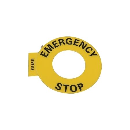 Allen-Bradley 800F Legend Plate 60mm Round Emergency Stop 22.5mm Yellow with Black Text