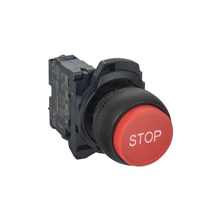 Allen-Bradley 800F Pushbutton 22.5mm Complete Plastic MOM EXT HD Red STOP Non Illum 1NC Contact