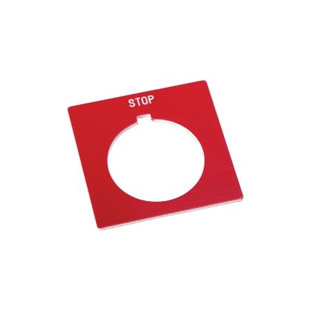 Allen-Bradley 800H Legend Plate 47 X47mm, Standard, PUSH TO STOP, Red