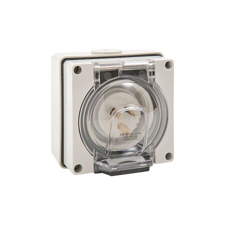 NHP ISO Appliance Inlet, 3 Flat Pins 10A 250V AC, w/ Base 38mm, Grey