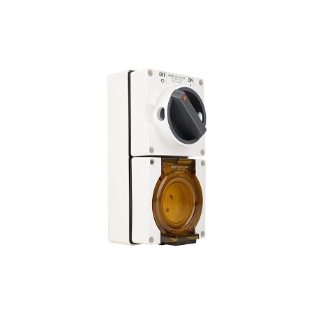 NHP ISO Switched Socket Outlet, 2 Flat Pins + 1 Round Earth 10A 250V AC, w/ Base, RW