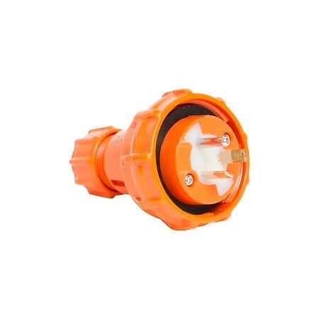NHP ISO Plug - Straight, 2 Flat Pins 1 Round Earth, 10A 250V AC, Resistant Orange