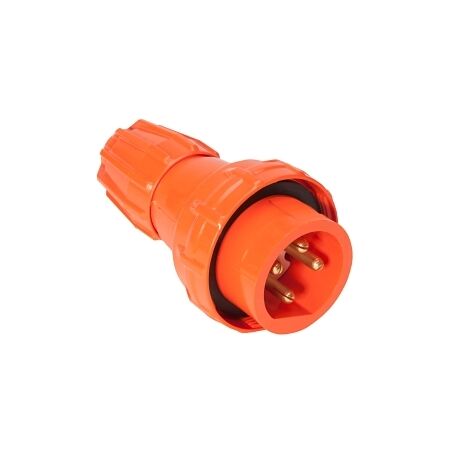 NHP ISO Plug - Straight, 4 Round Pins, 10A 500V AC, Resistant Orange