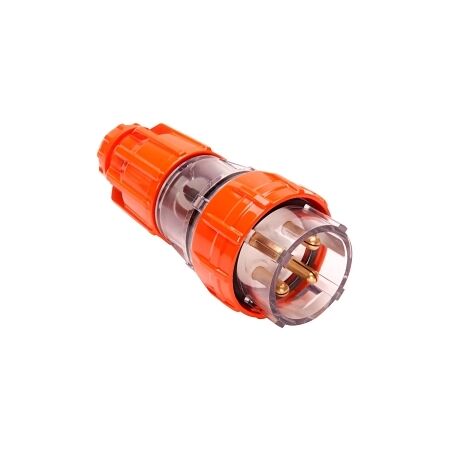 NHP ISO Plug - Straight, 4 Round Pins, 40A 500V AC, Electric Orange