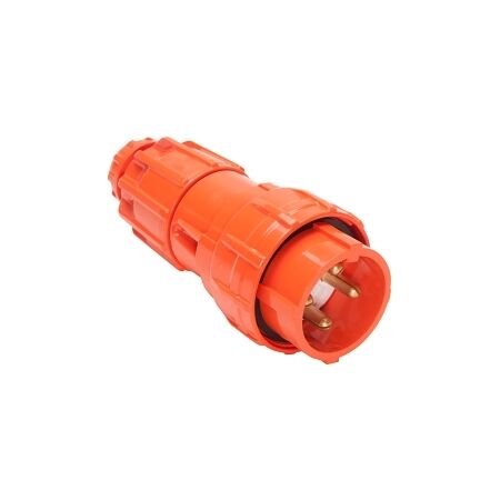 NHP ISO Plug - Straight, 4 Round Pins, 50A 500V AC, Resistant Orange