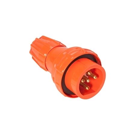 NHP ISO Plug - Straight, 5 Round Pins, 10A 500V AC, Resistant Orange
