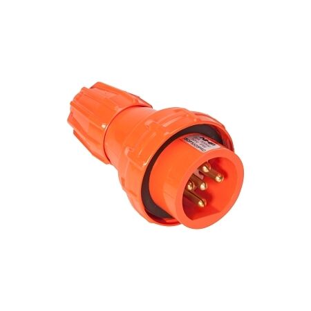 NHP ISO Plug - Straight, 5 Round Pins, 20A 500V AC, Resistant Orange