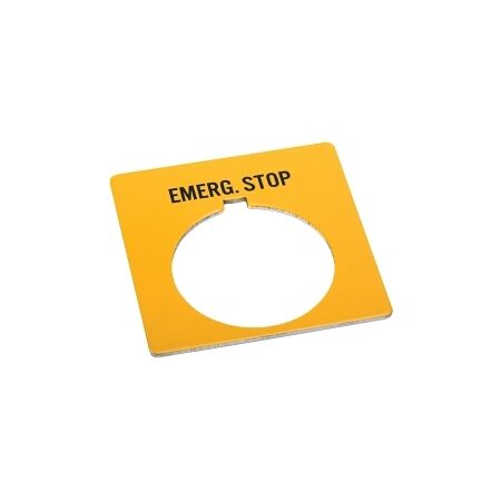 Allen-Bradley 800T Legend Plate 46 x 47mm Yellow Red EMERG STOP for 30.5mm Pushbutton