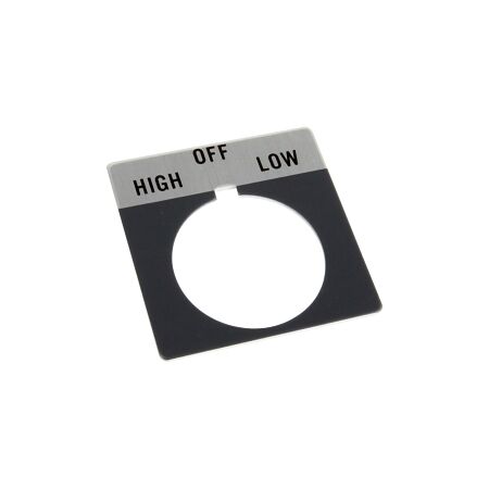 Allen-Bradley 800T Legend Plate 46 x 47mm Gray HIGH OFF LOW for 30.5mm Pushbutton