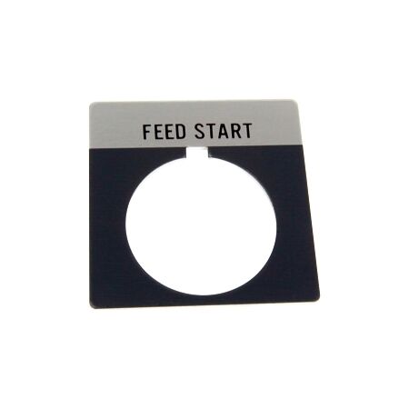 Allen-Bradley 800T Legend Plate 46 x 47mm Grey FEED START for 30.5mm Pushbutton