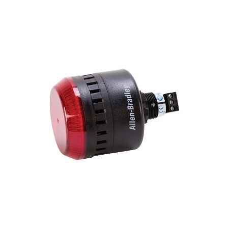 Allen-Bradley 855P Sounder with LED 65mm Panel Mount 22.5mm Round Mounting Hole 24V AC DC Red