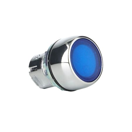Sprecher and Schuh D7 Pushbutton 22.5 mm Head Only Metal Latching Flush Blue Lens Cap Illuminated