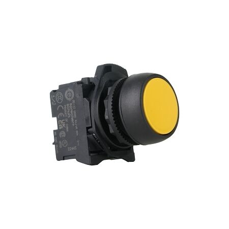 Sprecher and Schuh D7 Pushbutton 22.5 mm Complete Plastic MOM Flush Yellow Cap Non Ill 1NO